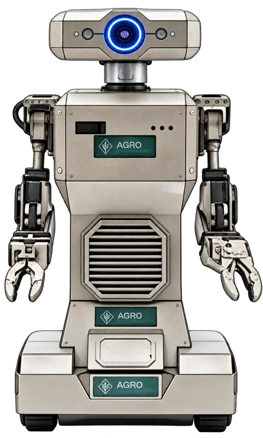 Bot Print, robô com câmera na cabeça e placas com a marca no corpo